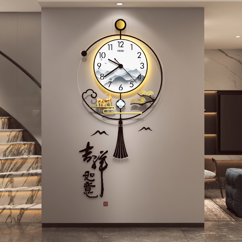 Modern minimalist clock hanging clock living room home fashion 2023 new online red creative Chinese clock hanging wall atmosphere-Taobao