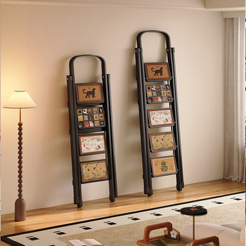 Meishida Household Ladder, Small Portable Folding Ladder, Indoor Four-Step Lightweight Handrail Ladder, Thickened A-Frame Ladder