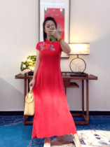  1728 embroidery copper ammonia silk stand-up collar Slim-fit improved cheongsam(one size smaller)Non-returnable