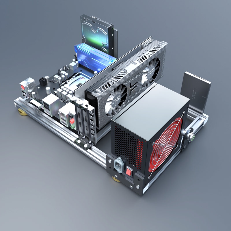 Aluminum Alloy Open Computer Case Supports Itx Mini Motherboards, Supports Dual X79 X99, Water Cooling