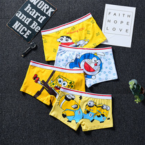 Pure Cotton Briefs Mens Flat Corner Pants Trendy Personality Cartoon Sponge Baby Crayons Small New Cartoon Cute Four-corner Pants