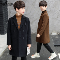 children's clothing boys' coat 2022 new children's mid-length woolen coat medium and large children's thick thermal autumn and winter trench coat