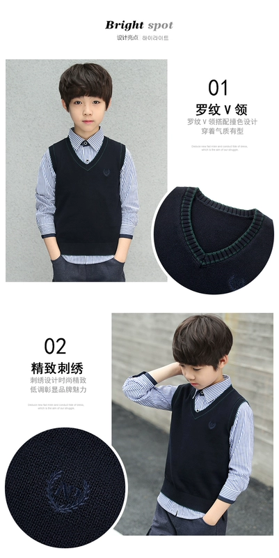 Áo len dệt kim cộng với vest vest 2018 thu đông mới cotton trẻ em áo len mùa thu trẻ em lớn