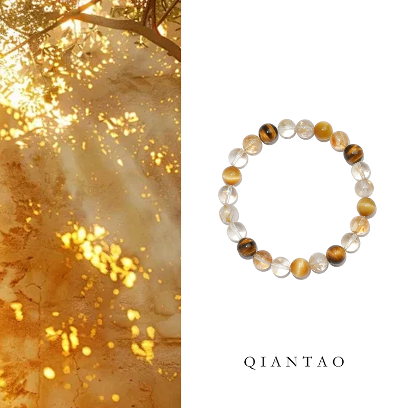 Qiantao "Kun" Original Wealth-Attracting Yellow Crystal Bracelet, Earth-Enhancing Yellow Crystal Bracelet, Good Luck Couple Gift