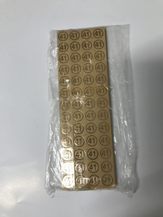 Transparent adhesive bronzing gold number label sticker