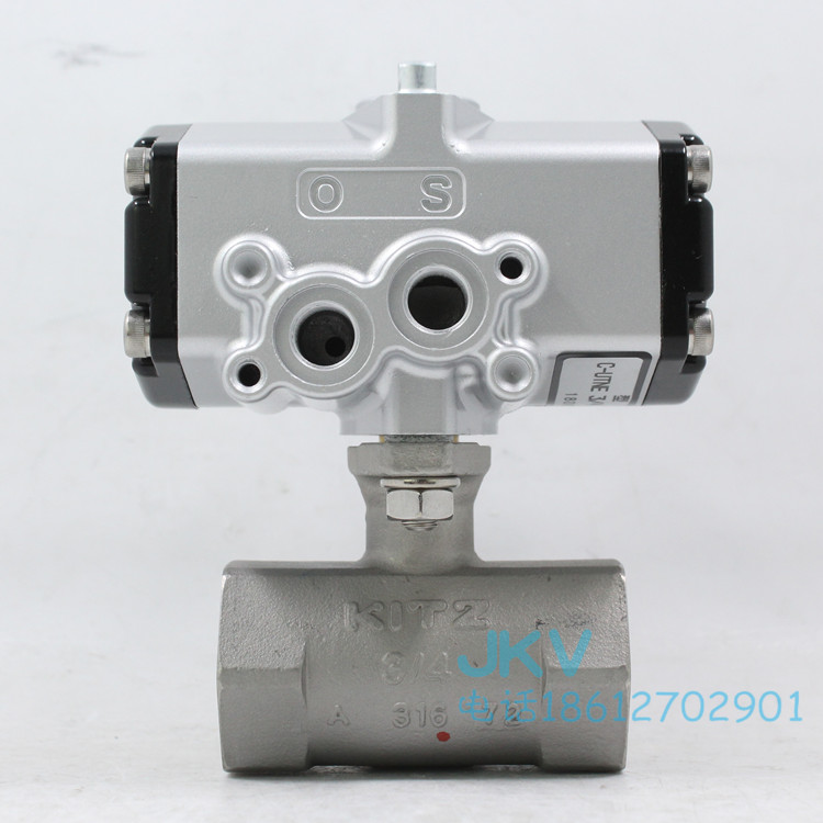 Japan Kitzawa Kitzawa three-way pneumatic ball valve 316 stainless steel C- UTNE screw pneumatic valve reversing dn15