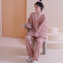 Sandro Winter Vicari2021 New Jacquard Cotton Coral Fleece Thickened V-Neck Can Wear Home Clothes