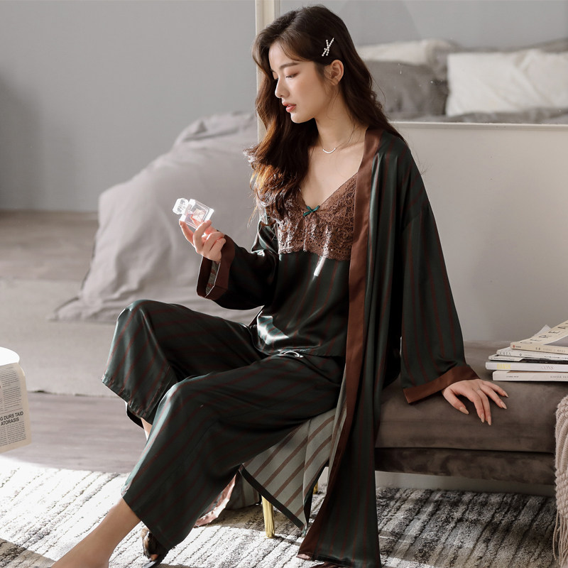 Sandro Vicari2021 years new lovers'pyjamas ladies' ice silk advanced senses silk spring and autumn home clothes