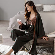 Sandro Vicari2021 New Couple Pajamas Ladies Ice Silk Advanced Silk Spring and Autumn Home Furnishing