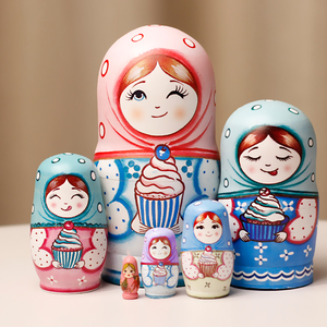 Special Russian Matryoshka Doll with 6 Layers, a Souvenir from Manzhouli and Harbin for Ice and Snow Tourism, Creative W