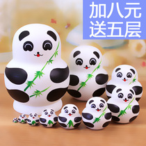 Russian doll 10-layer hand-painted creative gift toy cartoon panda birthday gift for another 15 floors