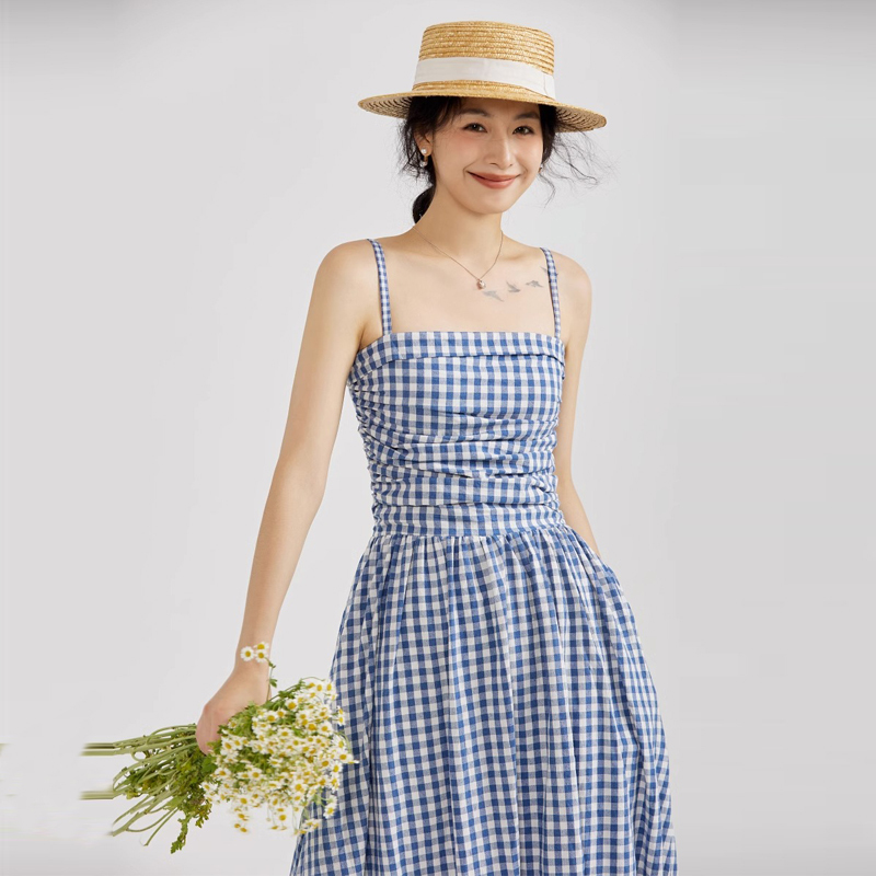 Blue Plaid Dress for Women, New Summer Style, Beach Vacation, Blue and White Checkered, Cool and Stunning Summer Slip Dress Blue Plaid Dress for Women, New Summer Style, Beach Vacation, Blue and White Checkered, Cool and Stunning Summer Slip Dress