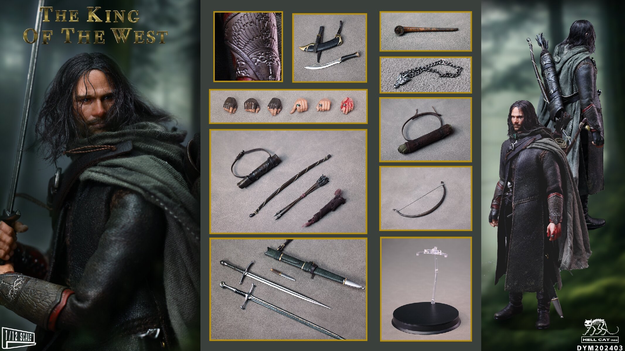 Hell Cat 1/12 The Lord of the Rings Aragorn Action Figure In Stock