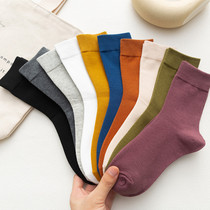 Black Socks Lady Midbarrel Socks White Cotton Socks Spring Autumn Slim pure cotton minimalist socks Summer short socks All cotton Women socks