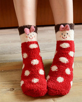 Sleeping socks Korean floor socks sleep socks coral velvet women winter towel socks cute warm moon socks Christmas