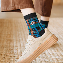 Clear Barn Preferential Socks Child Tide Checkered Spring Autumn Sweet Beauty Cute Japan Cotton Korean Version Breathable Student College Wind Socks