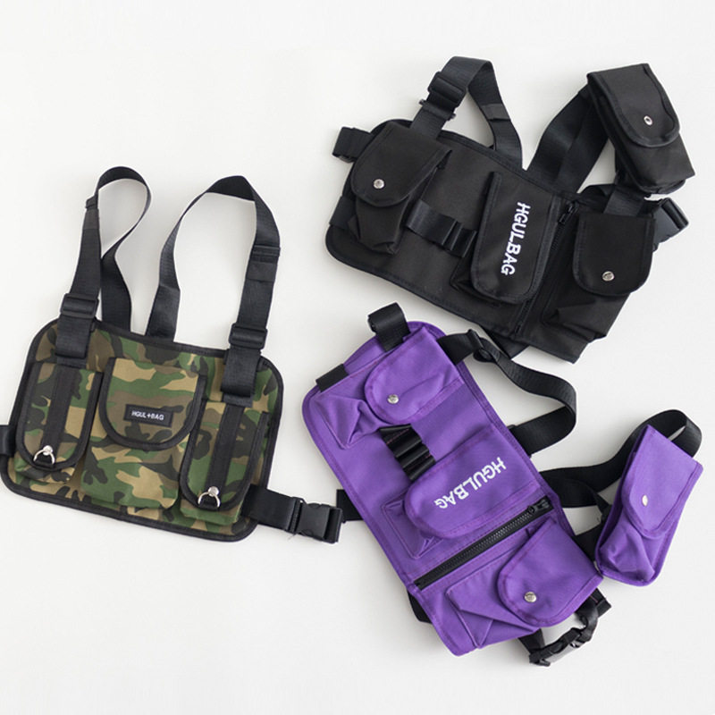 Boys hip-hop trendy clothes all-match trendy brand vest with accessories tactical backpack girls vest bag jazz dance cool