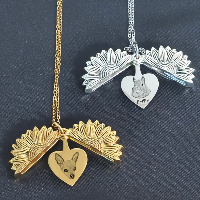 Vintage Sun Pet Photo Engraving Pendant Sunflower Ornament Keychain Portrait Engraving Cat Dog Memorial Vintage Sun Pet Photo Engraving Pendant Sunflower Ornament Keychain Portrait Engraving Cat Dog Memorial