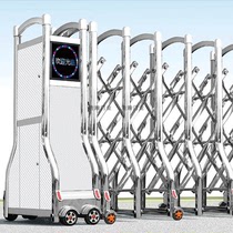 Leidun stainless steel retractable door electric factory door hotel remote control car door parking lot entrance folding sliding door