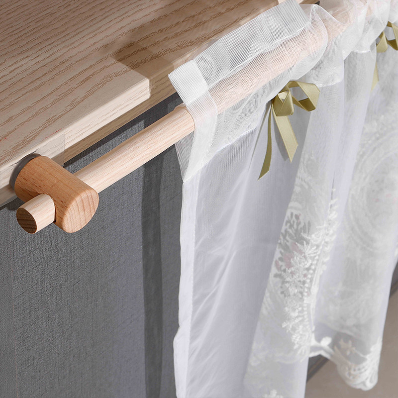 Half Window Rods Solid wood telescopic rod, no-punch curtain rod, new favorite for small ...