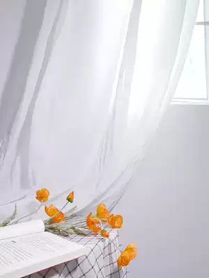 Japanese-style gauze curtain translucent impermeable curtain yarn Balcony semi-shading living room white stripes fixed Korean pleated hook