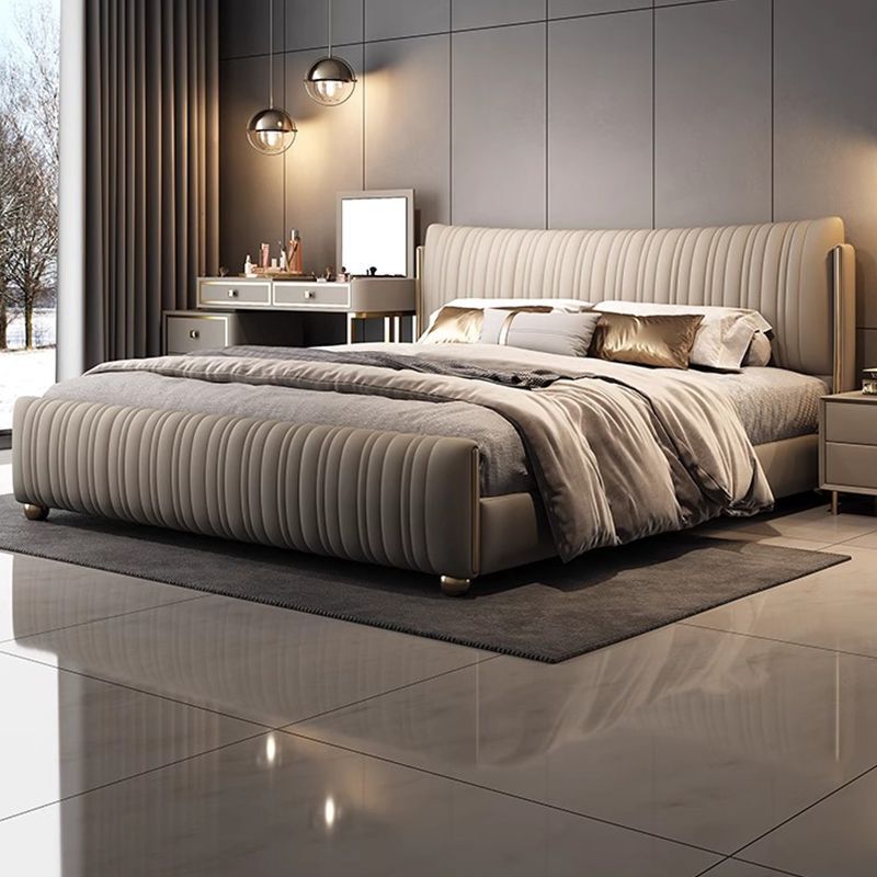 Modern Minimalist Light Luxury Shell Leather Bed for Master and Guest Bedrooms, Cream Style Italian High-End Elegant Wedding Bed New Model 2.2m