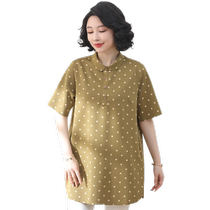 Grosse Maman Lâche T-shirt Mi-long Grande Taille Hauts Pour Femmes Dâge Moyen et Âgées Femmes Dété À Manches Courtes Hauts