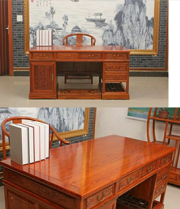 Đồ nội thất cổ Trung Quốc Mới Trung Quốc Minh và Thanh triều cổ điển rắn bàn gỗ chạm khắc gỗ rắn Osaka bàn ghế - Bộ đồ nội thất bàn ghế thông minh