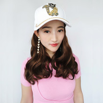 Summer Fox Rhinestone Baseball Cap WIG Detachable Short Inner buckle BOBO Head Air Wavy Curls Water Ripples 45 cm