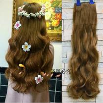 Thickened one-piece curly hair Big wave wig Female long curly hair wig clip hair extension piece simulation hair