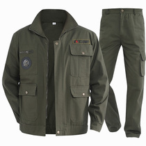 Spring and autumn cotton long sleeve overalls men's welding overalls suit men's anti-scalding wear-resistant auto repair labor protection clothing tooling