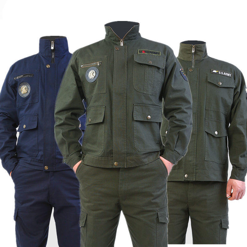 Spring Autumn Season Working Clothes Suit Men's Workshop Workers Pure Cotton Tooling Wear Resistant Electro-Welding Steam Repair Labor Conserved Multiple Pockets