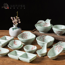 Yanger melamine flavor dish hot pot sauce dish small dish seasoning dish commercial double grid taste dish restaurant plastic dish oil dish