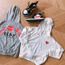 Hu Daday childrens clothing childrens autumn sunscreen clothing boy hooded light anti-mosquito air-conditioned shirt jacket hooded zipper shirt