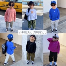 Hu Dadong childrens clothing boys spring and autumn round neck long sleeve T-shirt male baby solid color bottoming T-shirt sweat sweat