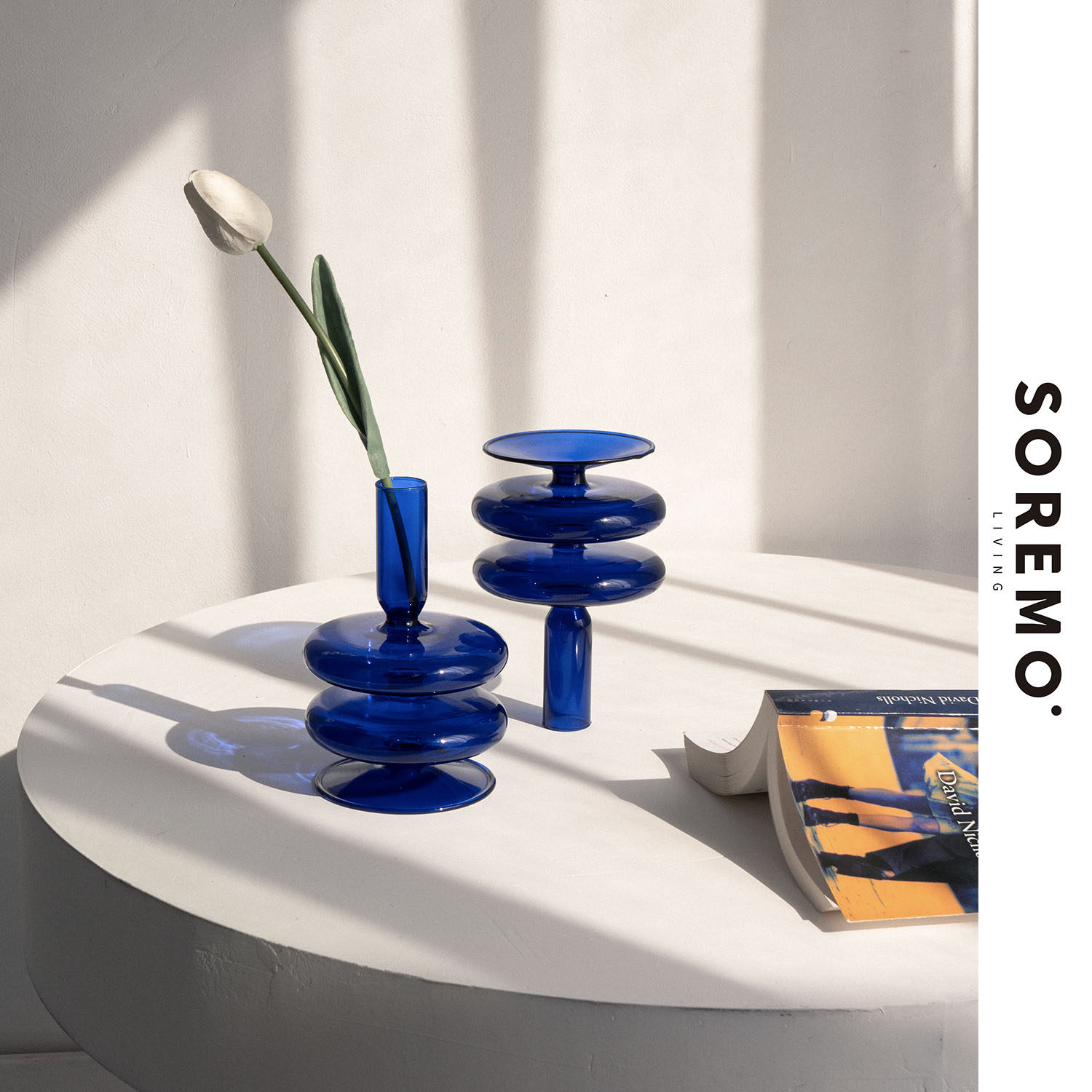 SOREMO original Klein blue candlestick vase decorative ornaments Retro flower avant-garde niche ins B & B