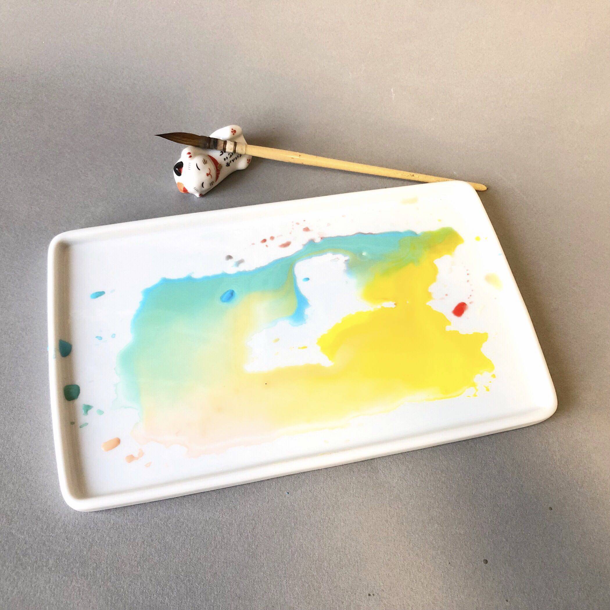 Rectangular watercolor palette Porcelain Ceramic palette Pigment dish