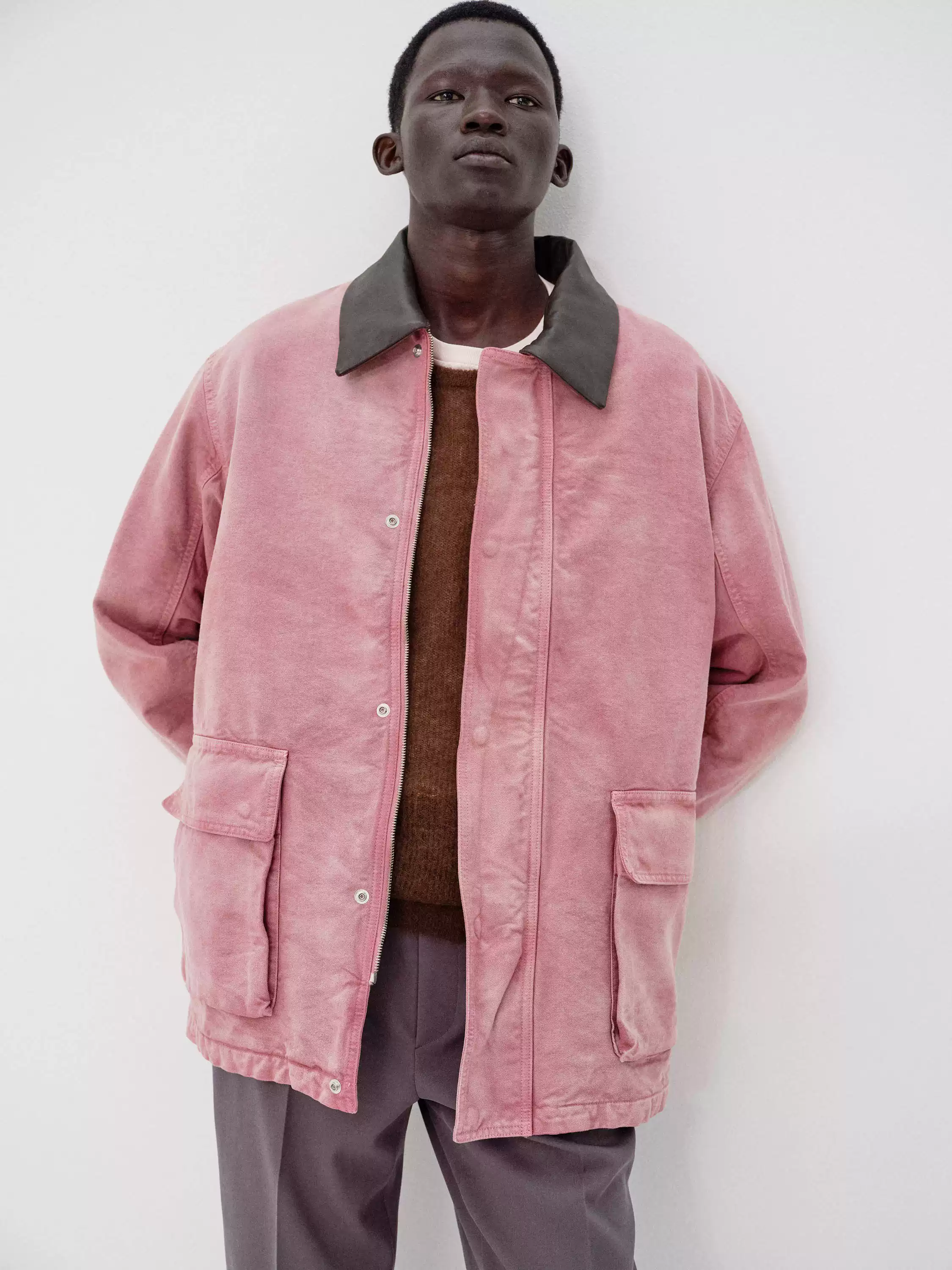 代購】AURALEE 25aw Cotton duck blouson 件染皮領帆布夾克