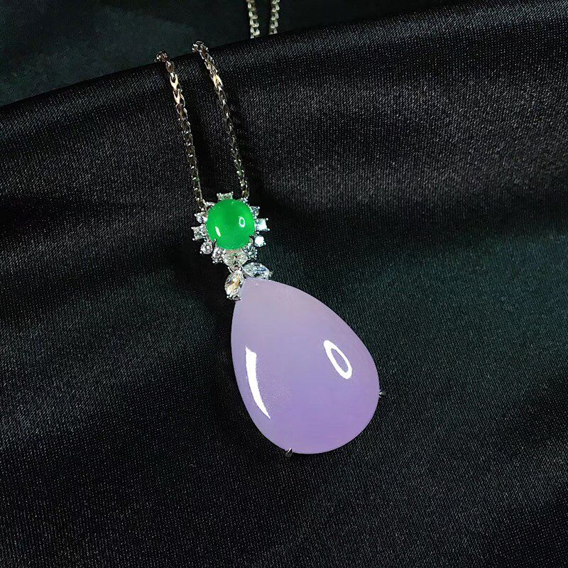 Revealed Yang Beauty Jade All Naughty Jade Cabinet Natural Emerald Myanmar A Goods High Ice Violet 18K Inlaid Pendant