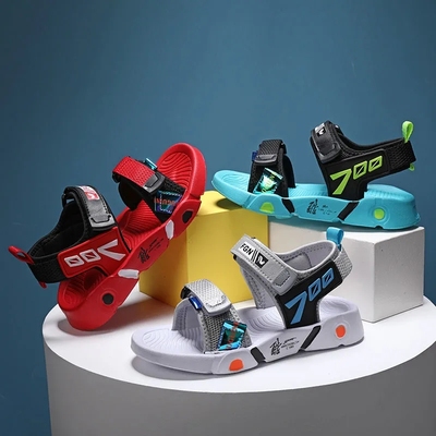 男童运动凉鞋夏季沙滩鞋真皮实心耐磨底凉鞋