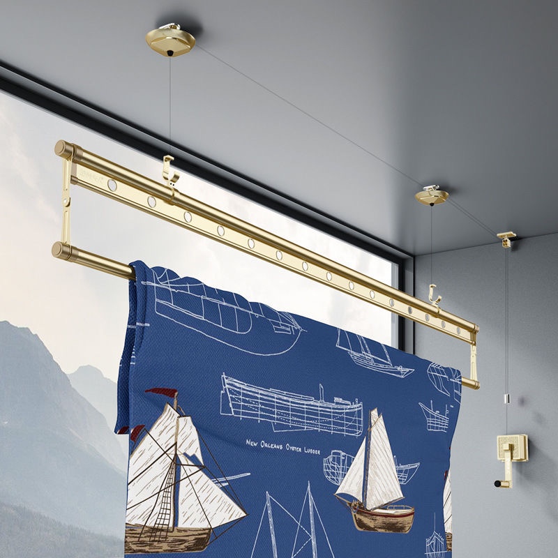 Mrs. Jingui Manual lifting clothes hanger Single-pole style hand-drying clothes hanger balcony top-clothing Easy clotheshorse cool clothes-Taobao