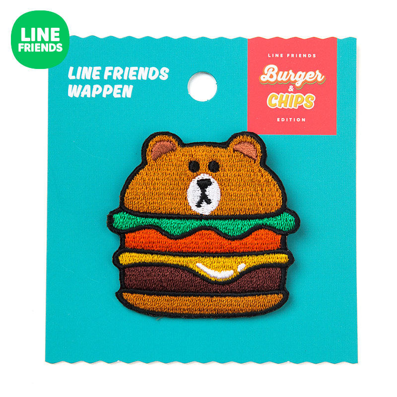 LINE FRIENDS Brown bear badge French fries and hamburger series cartoon animation peripheral cute pendant accessories