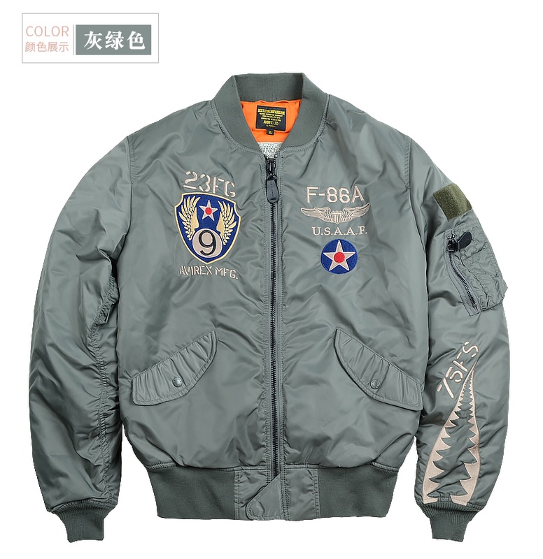 American Avirex Flying Shark Motorcycle Anti-Fall Protective Gear Pilot Thin Cotton Spring and Autumn Retro Cycling Jacket