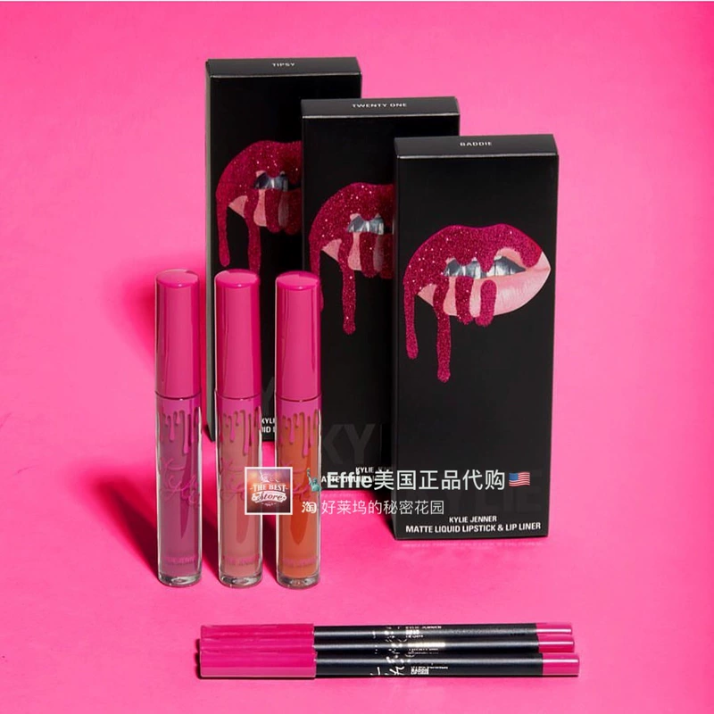 [Chính hãng] Y tế Kylie Sinh nhật mới Dòng sinh nhật Eyeshadow Gloss Lip Gloss Lipstick Set - Son bóng / Liquid Rouge