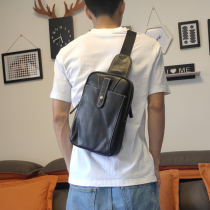 New fashion mens bag chest bag mens leather casual shoulder messenger bag large-capacity first layer cowhide backpack tide