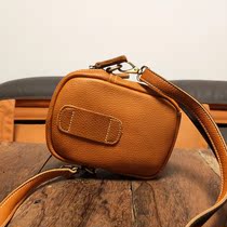 Leather diagonal bag mens mobile phone bag retro small shoulder bag casual shoulder bag first layer cowhide waist bag mens bag backpack