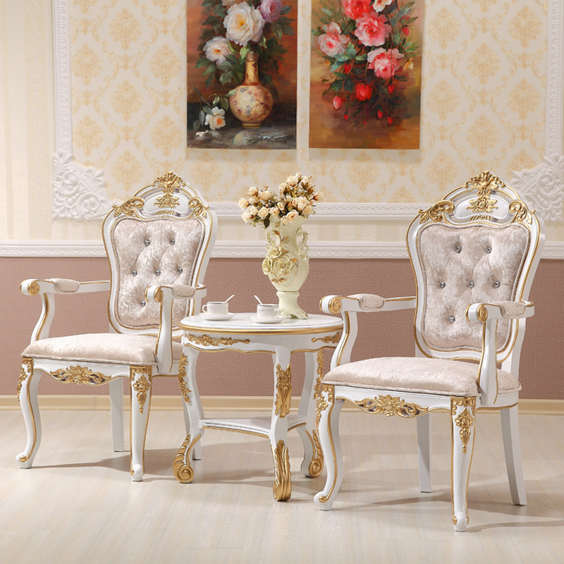 Huatianxia European spot fabric solid wood dining chair paint leisure chair computer chair hotel meeting single chair