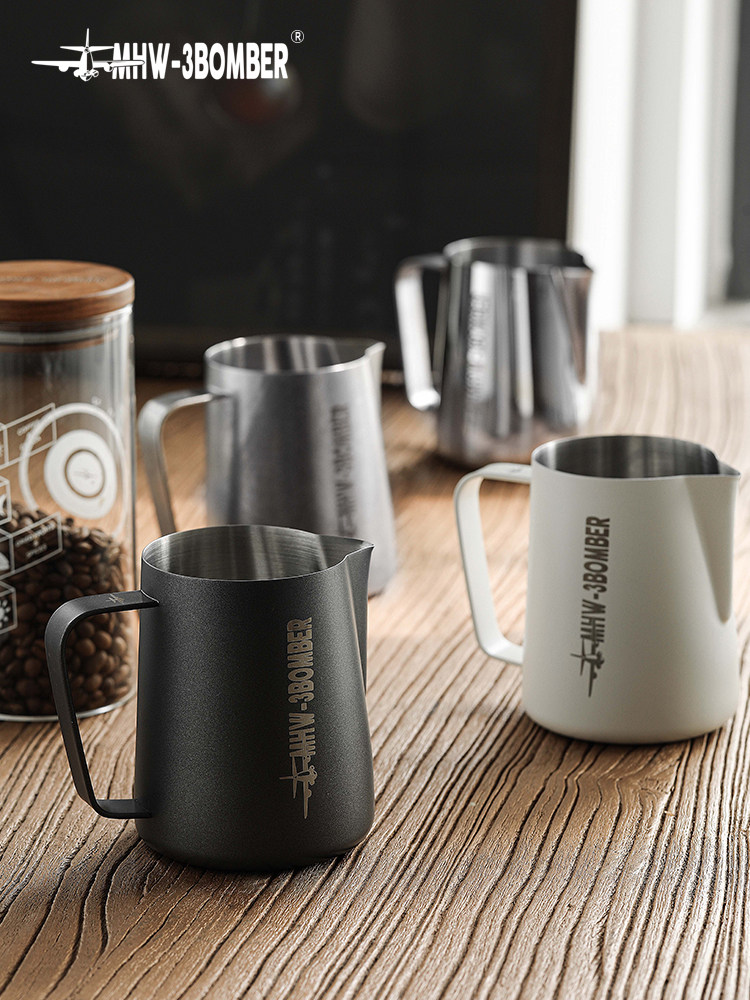 Mhw-3Bomber Bomber Latte Art Cylinder 600ml Pointed Mouth Latte Art Cup Coffee Latte Art Milk Frother Stainless Steel