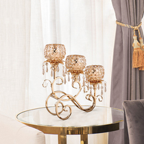 Christmas candlestick ornaments European crystal candlelight dinner Light luxury Nordic Romantic dining table French American candlestick