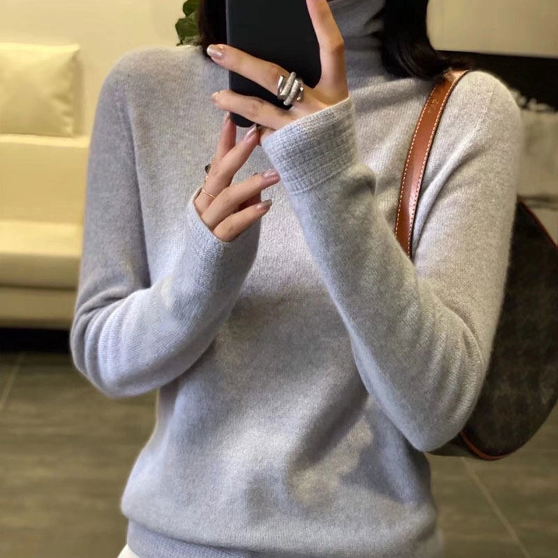 High collars undershirt female autumn winter advanced sensation Personality Tide Knit Pure color sweater Long sleeves Goat Sweatshirt Inner Hitch